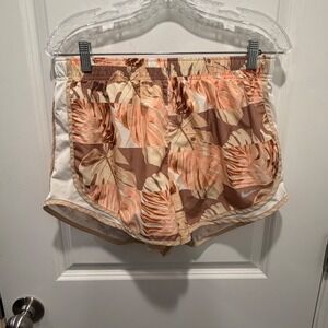 Nike Womens Running Shorts Tropical Monstera Leaf Print Dri-Fit Large